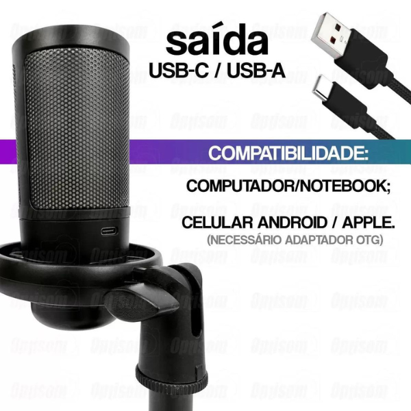 Microfone Gamer Rgb Usb Para Pc Mt1060r PRETO