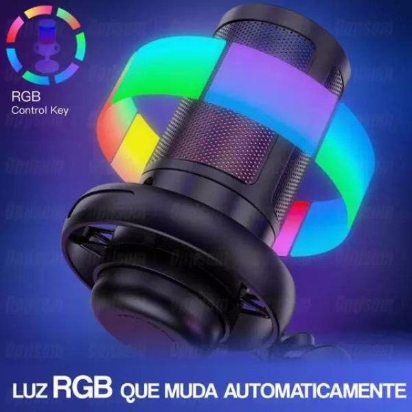 Microfone Gamer Rgb Usb Para Pc Mt1060r PRETO
