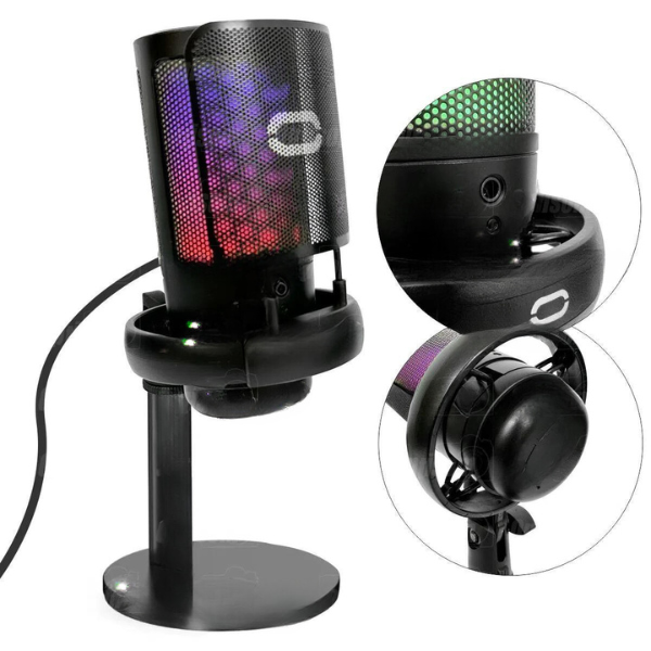 Microfone Gamer Rgb Usb Para Pc Mt1060r PRETO