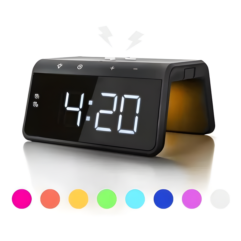 Carregador Indução + Relógio Despertador Preto