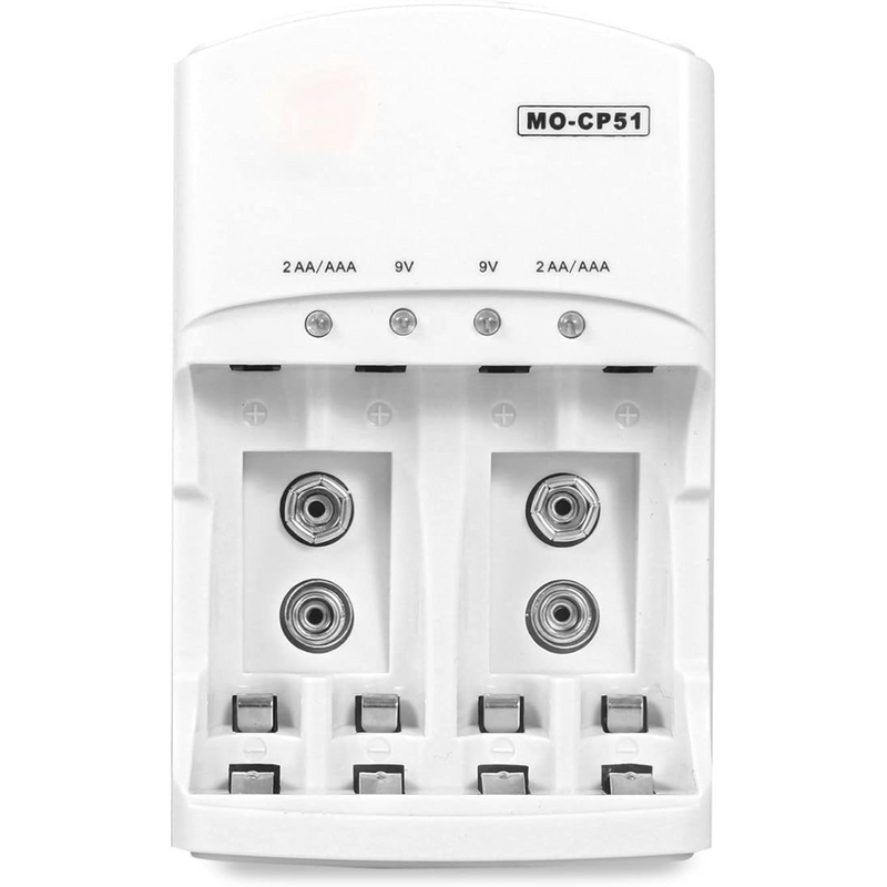 Kit com 4 Pilhas Recarregáveis MOX Premium AA + Carregador Bivolt