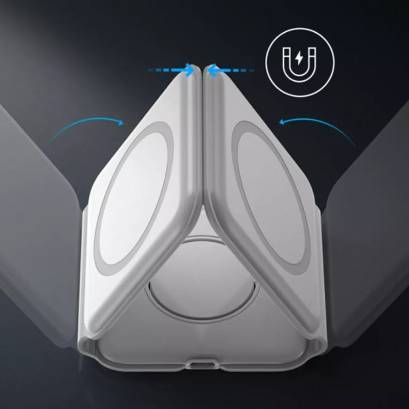 Carregador por Indução 3 em 1 Dobrável MagSafe – Branco