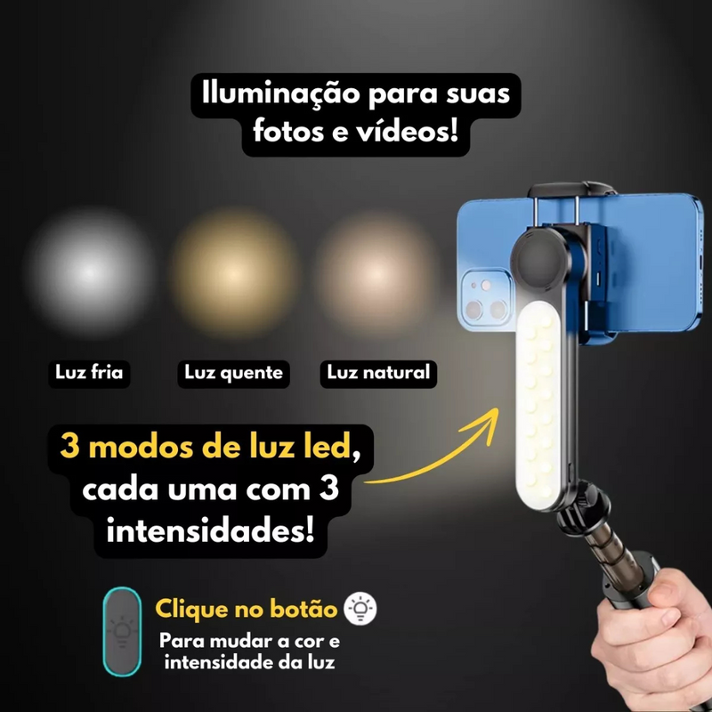 Gimbal Estabilizador 2 Eixos com Tripé e LED