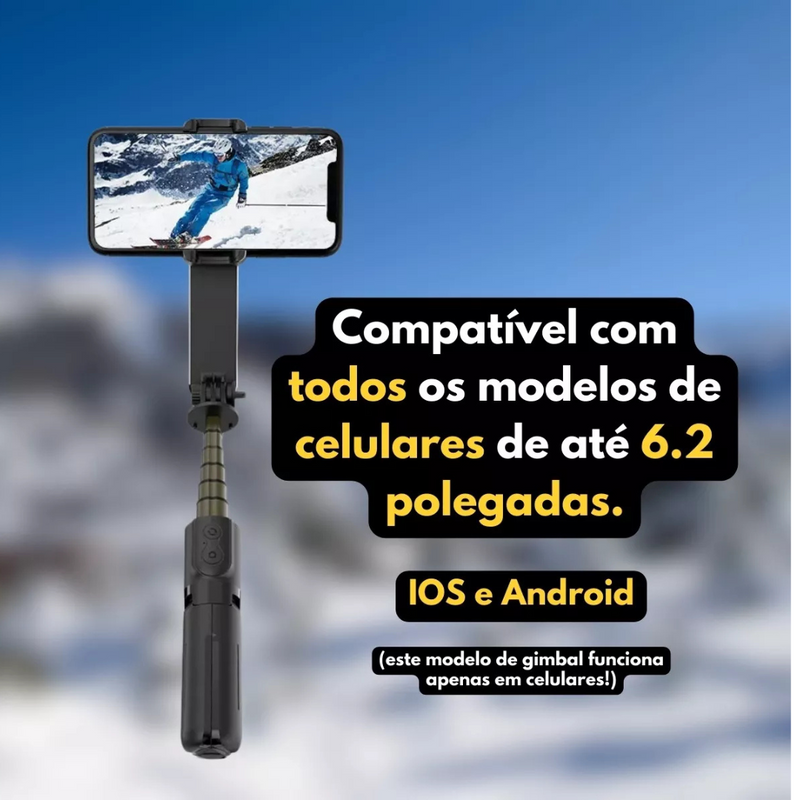 Gimbal Estabilizador 2 Eixos com Tripé e LED