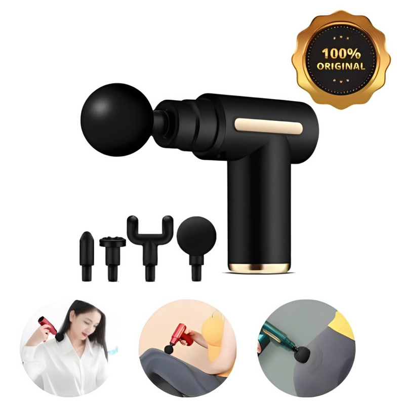 Mini Pistola de Massagem Elétrica com 6 Velocidades e Acessórios Cores Sortidas