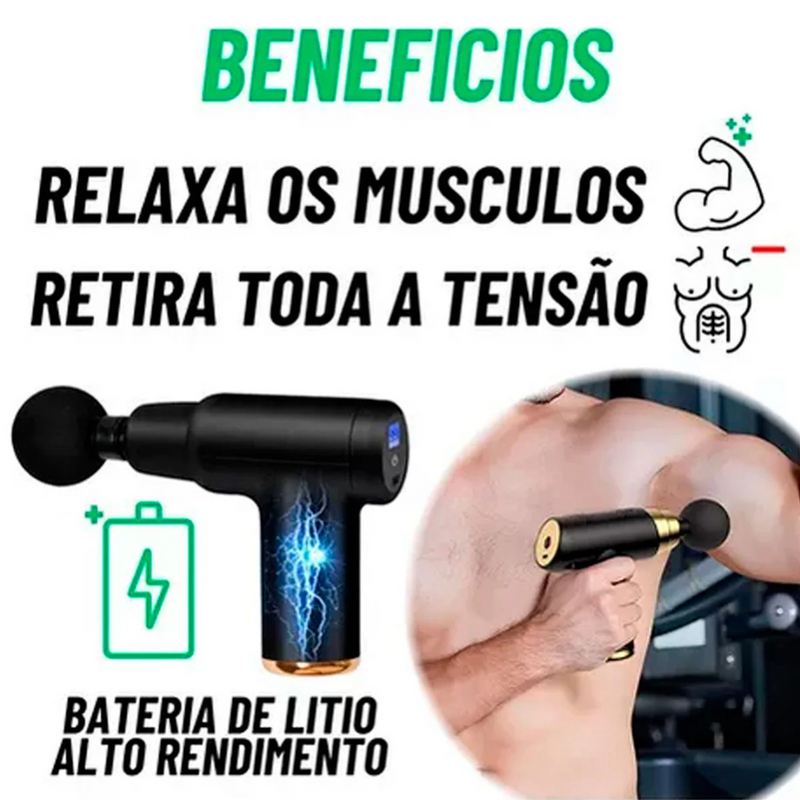 Mini Pistola de Massagem Elétrica com 6 Velocidades e Acessórios Cores Sortidas