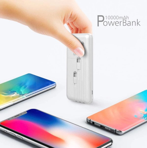 Carregador Portátil Com Cabo de Potência e Suporte Celular