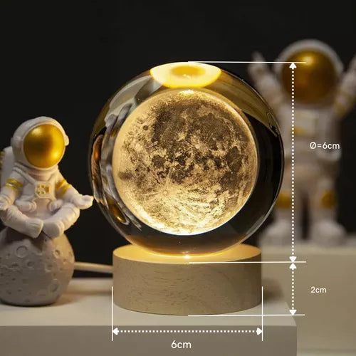 Luminária de Mesa Sistema Solar 3D em Cristal Sortidos