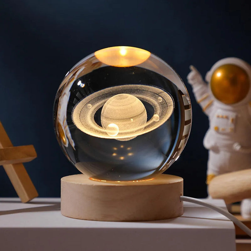 Luminária de Mesa Sistema Solar 3D em Cristal Sortidos