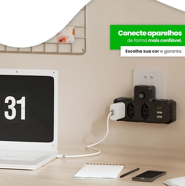 Adaptador Tomada Benjamin T USB-A e USB-C BM-8704A