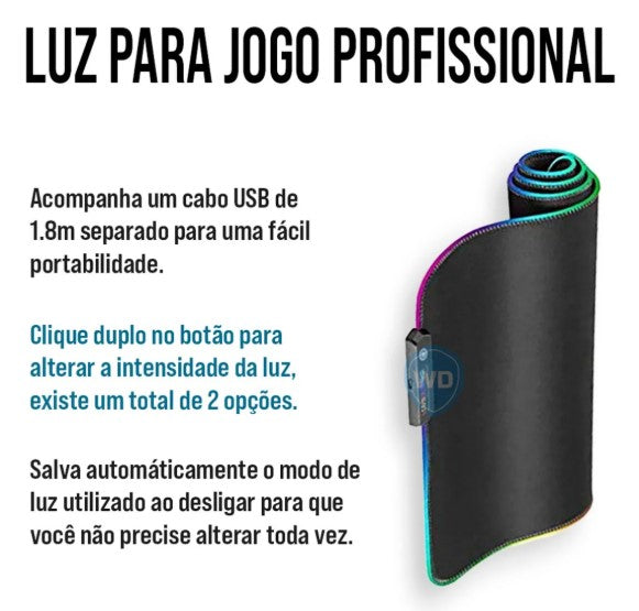 Mouse Pad Gamer Speed LED BM-791 – Extra Grande e RGB