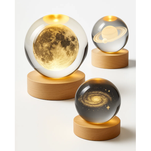 Luminária de Mesa Sistema Solar 3D em Cristal Sortidos