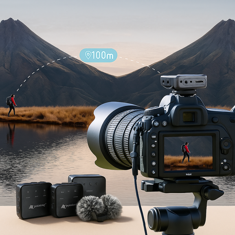 Microfone de Lapela Sem Fio com Abafadores