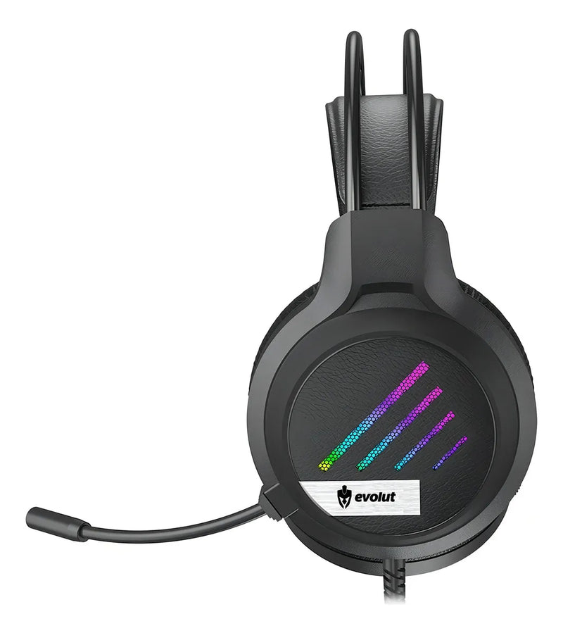 Fone Headset Gamer Evolut Lesh EG-306 RGB Rainbow Preto