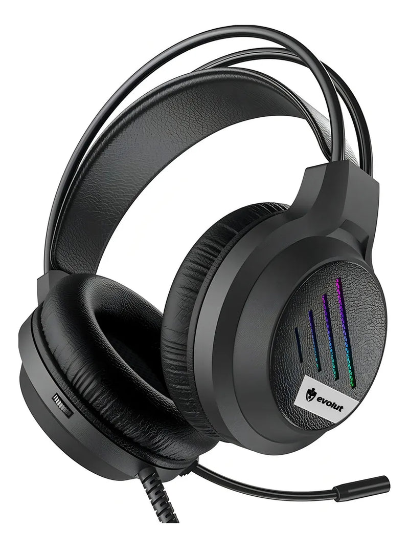 Fone Headset Gamer Evolut Lesh EG-306 RGB Rainbow Preto