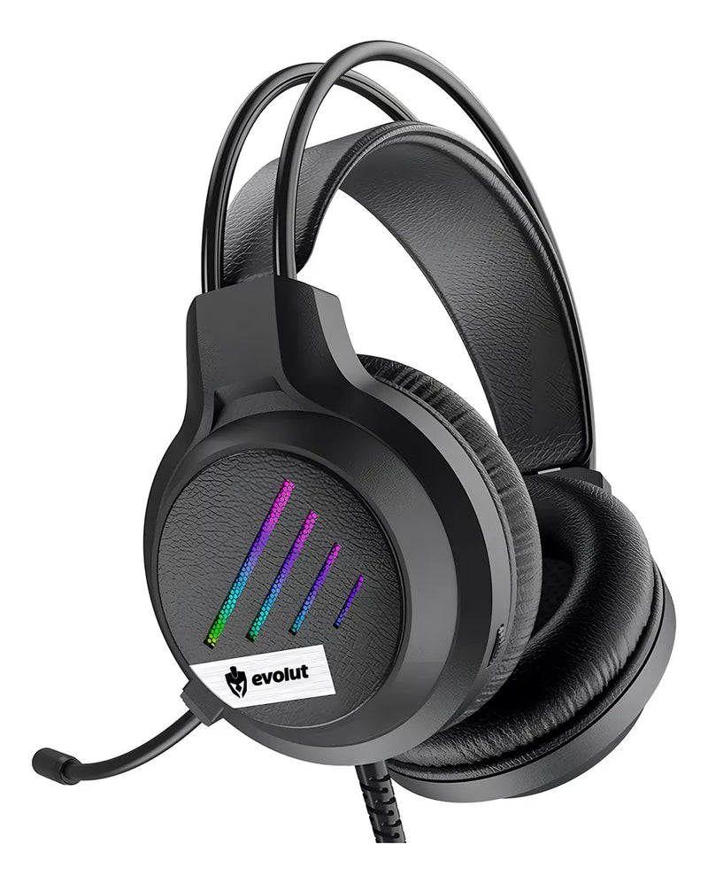 Fone Headset Gamer Evolut Lesh EG-306 RGB Rainbow Preto