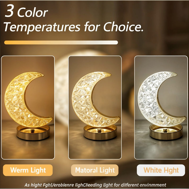 Luminária Lua Abajur Cristal LED Touch Recarregável USB
