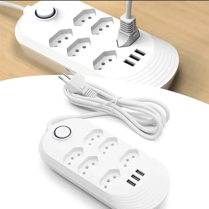 Filtro de Linha Extensão 6 Tomadas + 3 USB-A 2m Bivolt – BM-8705A