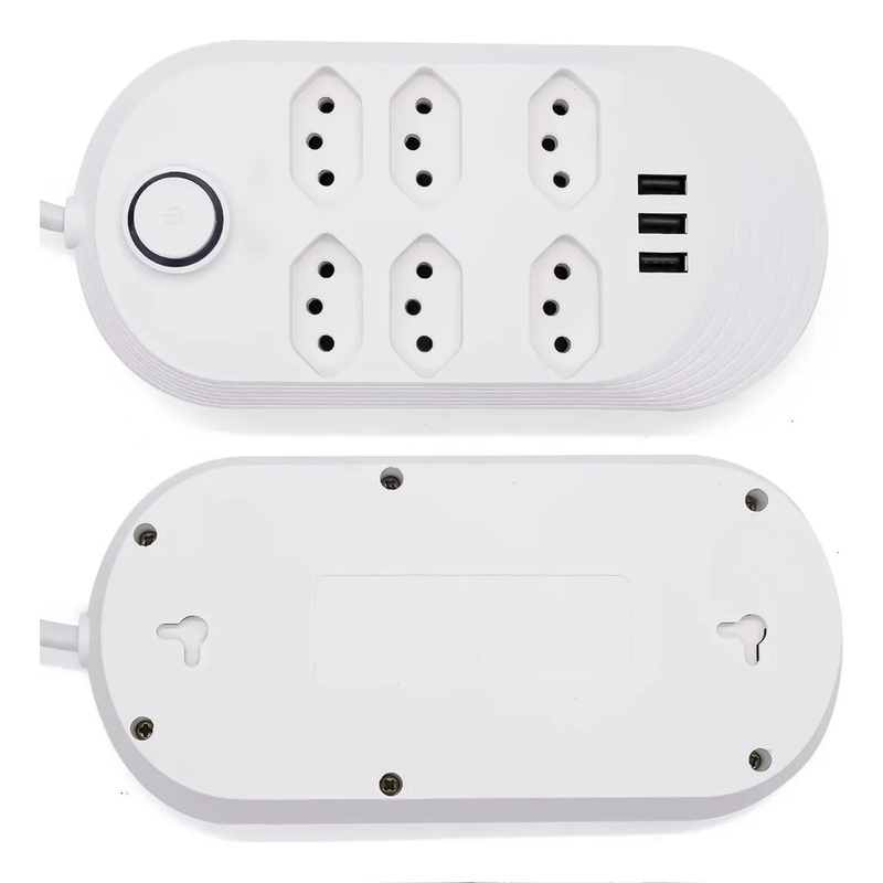Filtro de Linha Extensão 6 Tomadas + 3 USB-A 2m Bivolt – BM-8705A