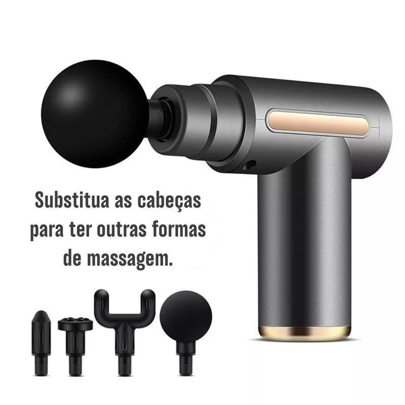 Mini Pistola de Massagem Elétrica com 6 Velocidades e Acessórios Cores Sortidas
