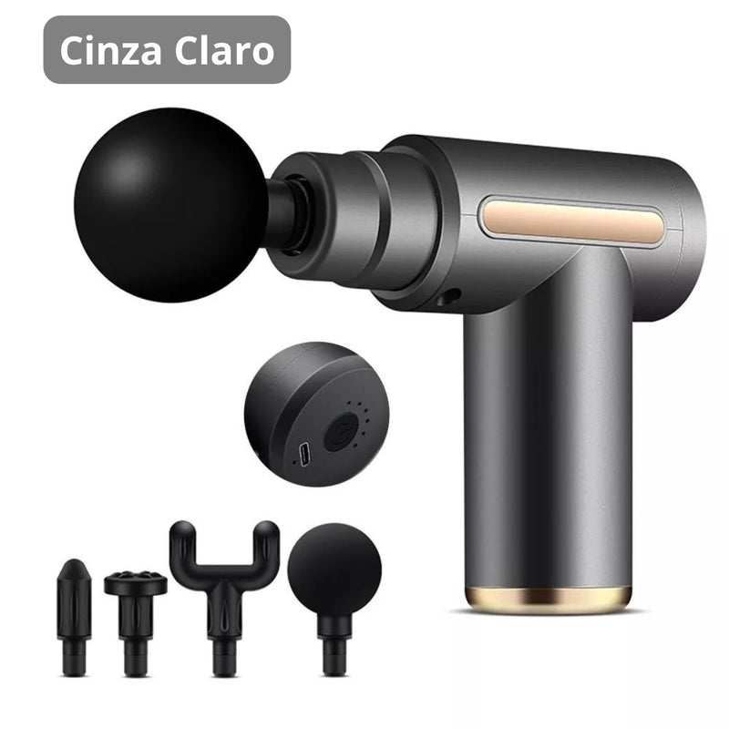 Mini Pistola de Massagem Elétrica com 6 Velocidades e Acessórios Cores Sortidas