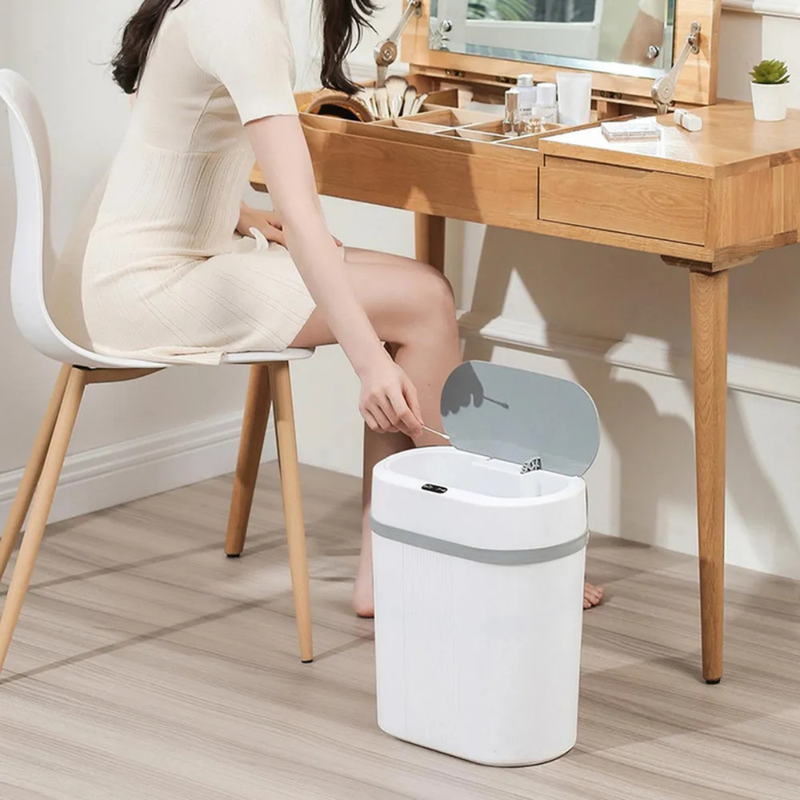 Lixeira Inteligente 12L com Sensor Automático – Branca