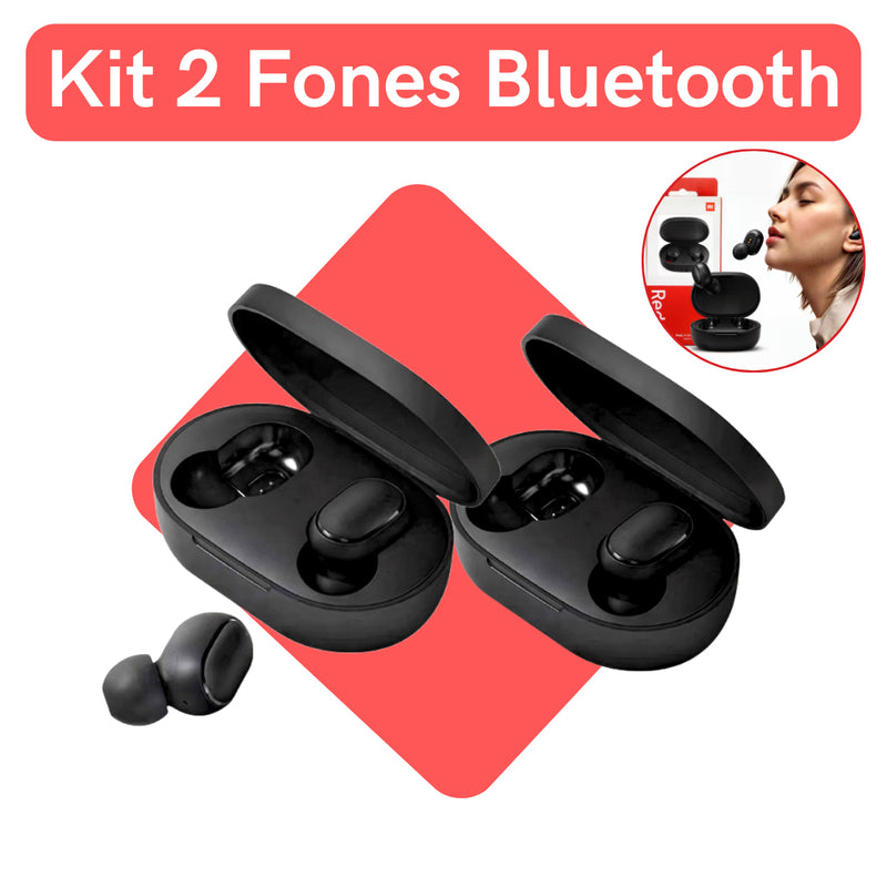 Fone TWS Bluetooth 5.0 Redmi com Microfone – Som Imersivo 2 Kits