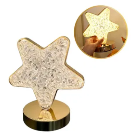 Luminária Abajur de mesa Estrela Cristal LED Touch