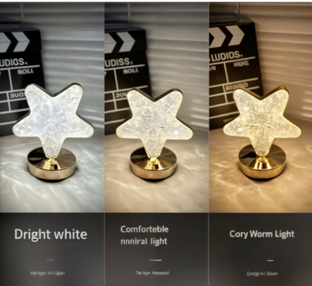 Luminária Abajur de mesa Estrela Cristal LED Touch