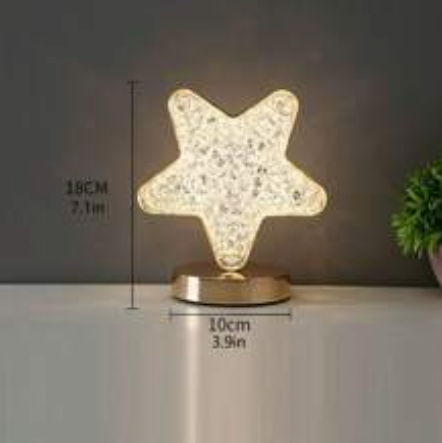 Luminária Abajur de mesa Estrela Cristal LED Touch
