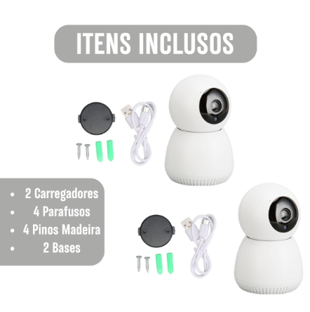 Kit 2 Câmeras de Segurança Wi-Fi 360° Full HD