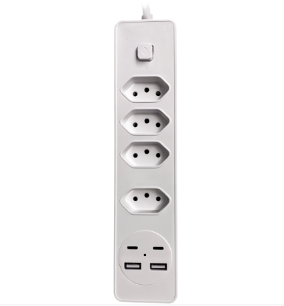 Filtro de Linha 4 Tomadas + 2 USB-C + 2 USB-A BX2204