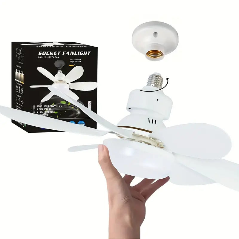 Mini Ventilador de Teto 40 W – Luz LED e Ventilação Silenciosa
