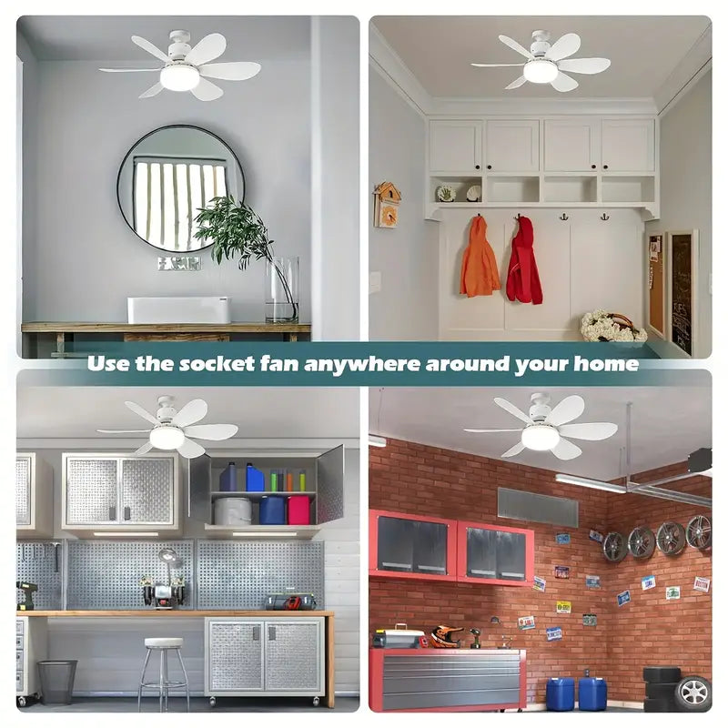 Mini Ventilador de Teto 40 W – Luz LED e Ventilação Silenciosa
