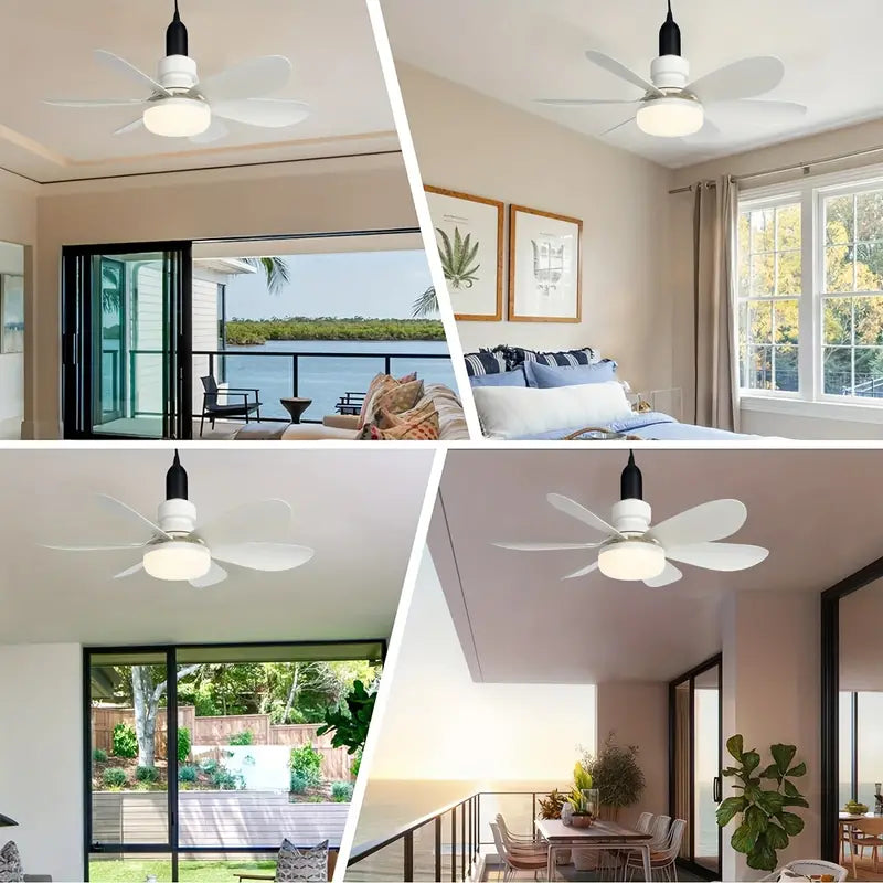 Mini Ventilador de Teto 40 W – Luz LED e Ventilação Silenciosa