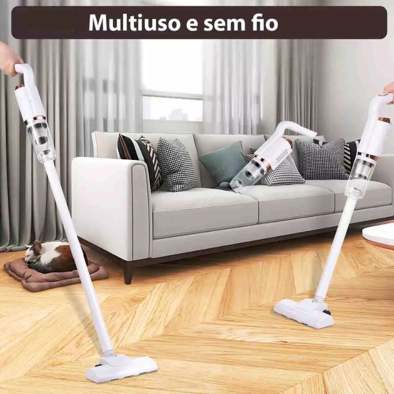 Aspirador de Pó Portátil Sem Fio Vertical Multifuncional