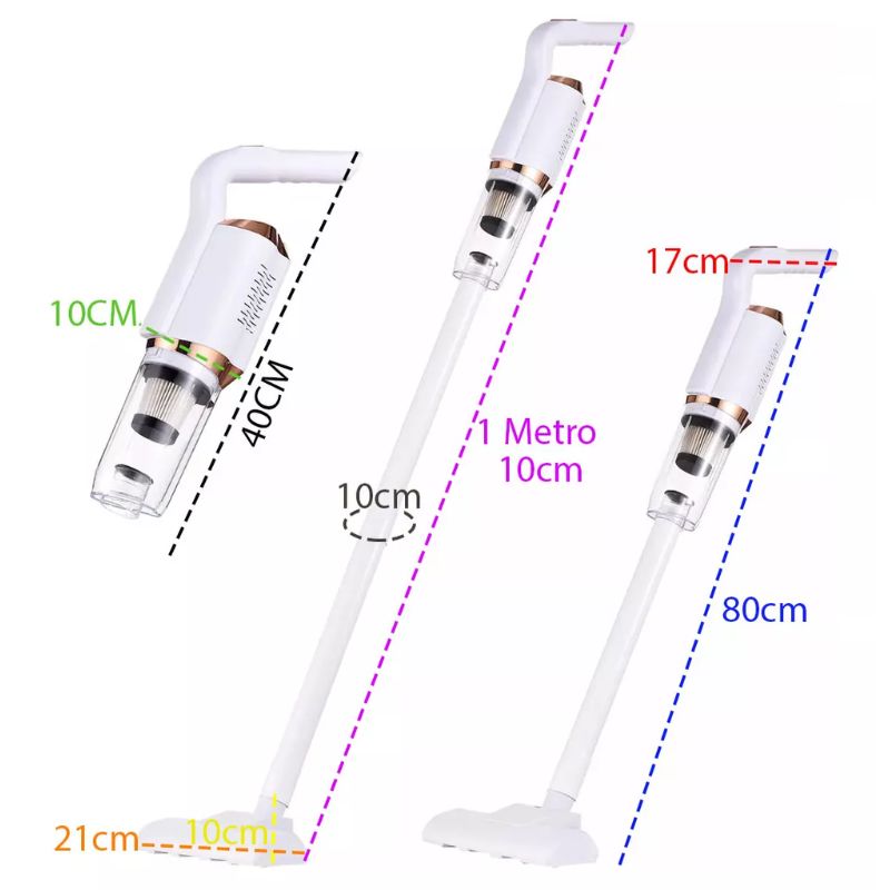 Aspirador de Pó Portátil Sem Fio Vertical Multifuncional