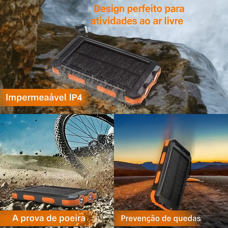 Carregador Portátil Power Bank Solar Usb Preto