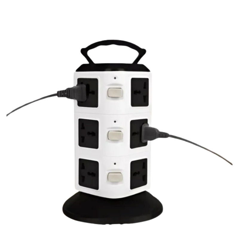 Torre de Tomadas Eletrica com 5 Entradas e 2 USB Branco